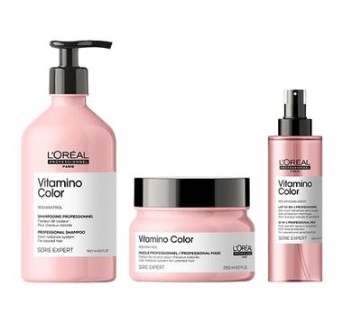 L'Oréal Professionnel, Routines Vitamino Color, Cheveux Colorés & Méchés en Manque d'Éclat, Shampoing, Masque, Lait 10-en-1, Nourrit, Protège & Sublime la Couleur, Anti Oxydant, Serie Expert