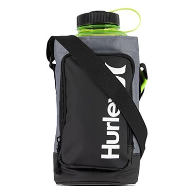 Hurley Crossbody Water Bottle Set Unisex Adulto, Black/Flash Lime, 8" (Alto) x 5" (Ancho) x 5" (Profundidad)