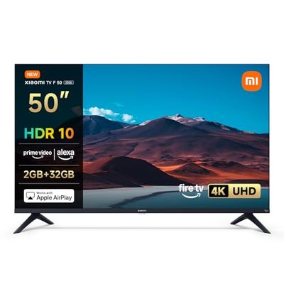 Xiaomi TV F 50, 50 pollici (127 cm), 4K UHD, Smart TV, Fire TV, Triple Tuner DVB-C/S/S2/T/T2,HDR10, MEMC, Modalità Game Boost 120Hz, Controllo Vocale Alexa, 2GB+32GB, Compatibile con AirPlay