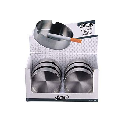 CHAMP - Posacenere Rotondo in Acciaio Inox, Colore Grigio, Diametro 8 cm