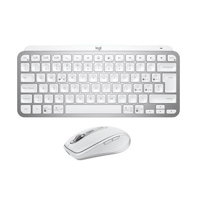Logitech MX Keys Mini + MX Anywhere 3S, Tastiera e mouse wireless digitazione fluida, tasti retroilluminati, scorrimento rapido, USB-C, Bluetooth, per più Sistemi Operativi, Italiano QWERTY, Pale Grey