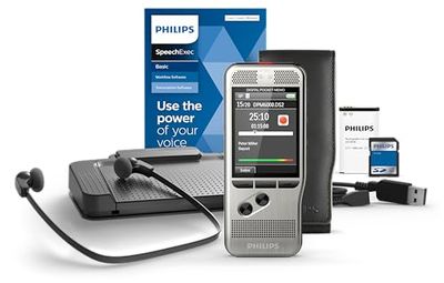 Philips DPM7700/03 - Set completo per autore e assistenza, registratore vocale DPM7200, interruttore a pedale ACC2330, cuffie stereo LFH0334, Software SpeechExec Basic (Abbonamento di 2 anni incluso)