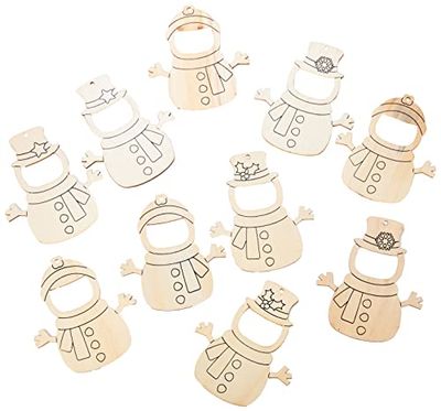 Baker Ross FE952 Cadres Photo en Bois Enfants en forme de Bonhomme de Neige - Lot de 10, Mini Cadres Photo, Decoration Bois à Décorer, Bois a Peindre Enfant, Activites Manuelles pour Enfants