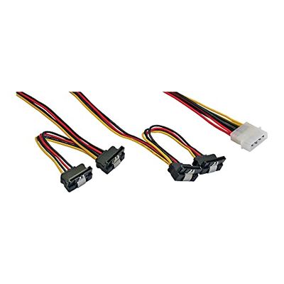 InLine 29672B Angled Power Y Splitter Cable Internal 1 x 5.25 cm (5.25) to 4x SATA 15 Pin with Flap 40 – 55 cm