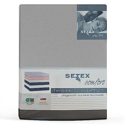 Setex – fint bäver lakan med elastiskt band gosig mjuk – bäver spännlakan av 100% bomull med elastiskt gummiband – sängkläder året runt – lakan 90 x 200 cm silver