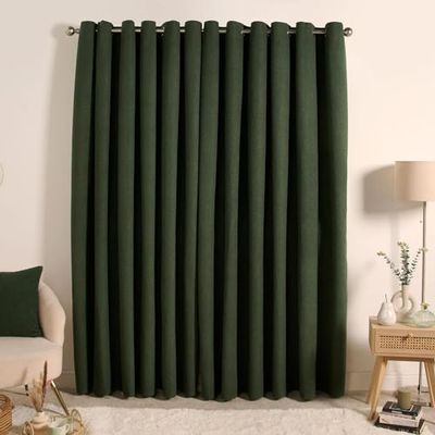 OHS Extra brede gordijnen met ringen, groene ringen, decoratieve thermische gordijnen voor de winter, verduisterende gordijnen voor slaapkamer, woonkamer, superzacht, modern, 167,6 x 228,6 cm