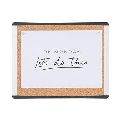 Bi-Office Inka Cork Board, 35,5x28cm, Superficie de Corcho, Marco de Aluminio y Plástico Negro