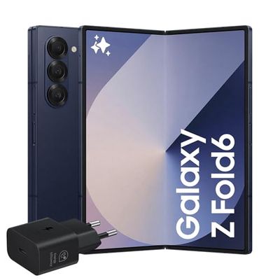 Samsung Galaxy Z Fold6 Smartphone AI pieghevole, Caricatore Incluso, RAM 12GB, 512GB, Dual SIM, Display 6,3"/7,6" Dynamic AMOLED 2X, Batteria a lunga durata, Navy 2024 [Versione italiana]