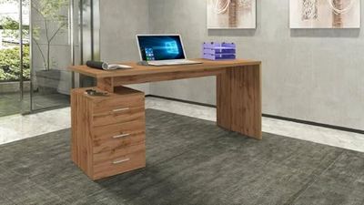 Dmora - Bureau Siro, Bureau linéaire, Bureau Polyvalent, Bureau Multiposition Gain de Place, 160x60h75 cm, Chêne