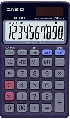 Casio SL-310TER+ calcolatrice tascabile - Display a 10 cifre, con euroconvertitore, blu