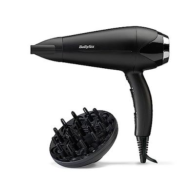 BaByliss Turbo Smooth Hair Dryer - 2200W Powerful Blow Dryer, Large Diffuser, Ionic Frizz-Free Conditioning, 3 Heat & 2 Speed Settings, Black, 5572U