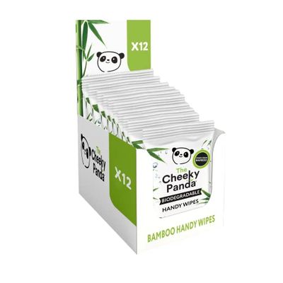 The Cheeky Panda Bambusowe poręczne chusteczki | opakowanie zbiorcze 12 opakowań chusteczek | rozmiar kieszonkowy, w podróży, przyjazne dla środowiska, super miękkie, mocne i trwałe