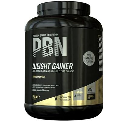 Premium Body Nutrition Bote de ganador de peso, 3 kg, sabor Vainilla, sabor optimizado