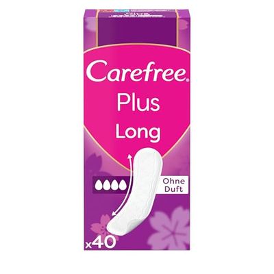 CAREFREE Slips Plus Long - Protectores para ligueros (5 x 40 unidades), superabsorbentes para atrapar líquidos al instante, tamaño Plus Long
