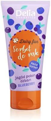 Delia Cosmetics - Dairy Fun - Sorbet for Hands - Blueberry - Moisturizes, Nourishes, Firms, Regenerates - Intense Fragrance - Smooth Skin - Natural Extracts – Hand Cream - 50g