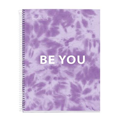 Miquelrius, Cuaderno Libreta, Tapa Dura Cartón, 4 Franjas de Colores, 120 Hojas Cuadriculadas de 90 gramos, 4 Taladros, Lavanda, A4