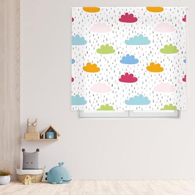 Blindecor Digital | Estor Enrollable Translúcido Estampado |Familia Infantil| Modelo F-LLUVIACOLOR | 150 x 180 cm (Ancho por Alto) Tamaño de la Tela 146 x 175 cm | Estores para Ventanas