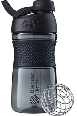 BlenderBottle Sportmixer Twist, Botella mezcladora de batidos de proteínas, Unisex, con batidor Blenderball, 590ml - black/black