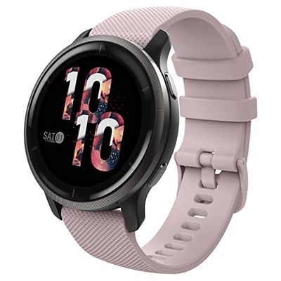 MoKo Strap Compatible with Vivoactive 4S/Venu 3S/Venu 2S/Forerunner 265S/255S/255S Music/Vivomove 3S, 18mm Soft Silicone Replacement Watch Band Sport Wristband, Rose Pink