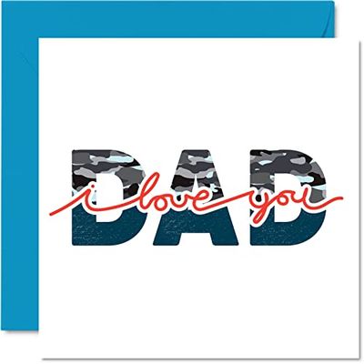 Cartes d'anniversaire spéciales pour papa – « Dad I Love You » – Belle carte d'anniversaire pour papa de la part de sa fille, fils, cadeaux d'anniversaire, 145 mm x 145 mm, cartes de vœux pour papa