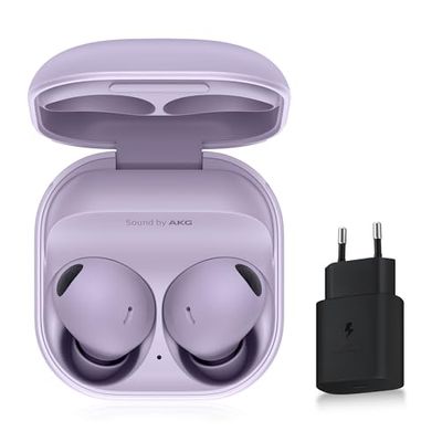SAMSUNG Galaxy Buds2 Pro bunt trådlösa hörlurar lavendel + gratis 25 W laddare, ergonomisk design, avancerad aktiv brusreducering, uppslukande ljud, aktiv brusreducering