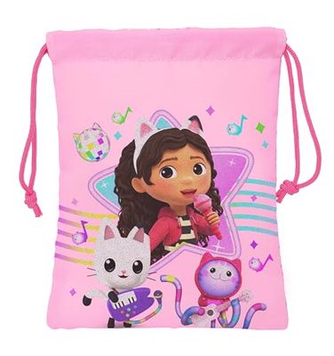 GABBY'S DOLLHOUSE PARTY - Sac à goûter, qualité et résistance maximale, porte-repas, 20 x 25 cm, couleur rose clair, rose clair, Estándar, Décontracté