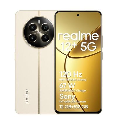 realme 12+ Teléfono Móvil 5G, 12+512GB, Cámara para Retratos Sony LYT-600 OIS, Pantalla AMOLED ultrafluida de 120 Hz, Conjunto de Chips Dimensity 7050 5G, 5000 mAh, NFC, Beige, no Incluye Adaptador