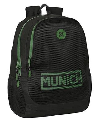 Safta MUNICH CAVIAR - Sac à dos scolaire pour enfants, idéal pour les enfants de différents âges, confortable et polyvalent, qualité et résistance, 32 x 16 x 44 cm, couleur noire, Noir, Estándar,