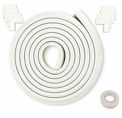 HIMRY 5 Mètre Rouleau en Mousse + 8 Coins | Anti Choc Protecteurs Bords et Coins de Table, L-Forme Rouleau Mousse Bords Protecteur & Coins Protecteur, Off Blanc KXD7000-Set Off White