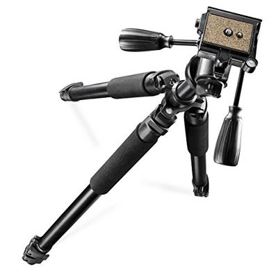 Walimex Pro FT-665T Tripé 3D com lâmpada inclinável para câmaras e altura máxima de 185 cm, preto
