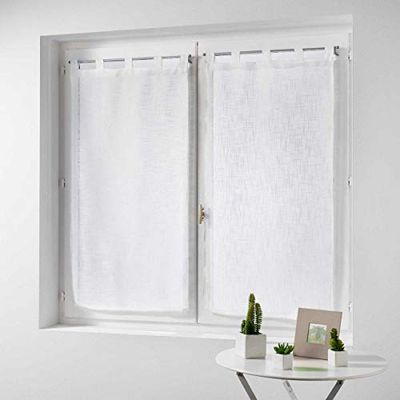 Douceur d'Intérieur Haltona - par reto com presilhas, efeito linho, tecido altona, poliéster, branco, 160 x 60 cm