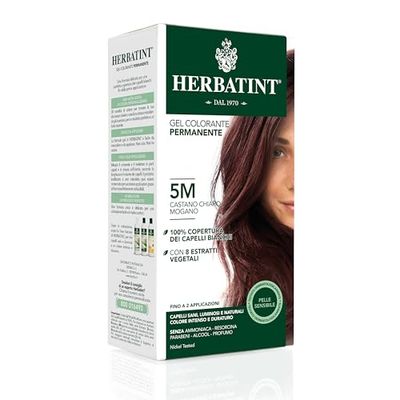 Herbatint Gel Colorante Permanente 5M Castano Chiaro Mogano - 150 ml, senza Ammoniaca, 100% Copertura Capelli Bianchi, Dermatologicamente Testato per Pelli Sensibili, con 8 Estratti Naturali Bio