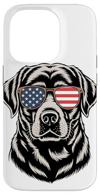 Patriotic Labrador Retriever Dog American Flag Sunglasses Case for iPhone 14 Pro