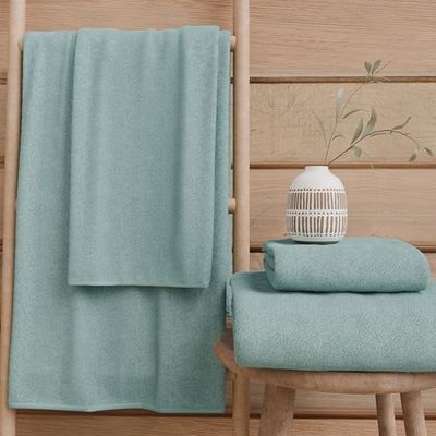 PETTI Artigiani Italiani - Toallas de baño de 100% Rizo de algodón, Juego de Toallas 1+1, 2 Unidades 1 Toalla de Cara y 1 Toalla de Manos, Toallas Aguamarina