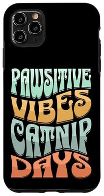 Cat Time and Good Mood Retro Catnip Design Case for iPhone 11 Pro Max