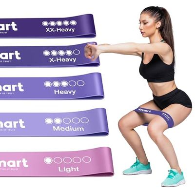 K-MART Weerstandsbanden, 5-delige set, oefenbanden met 5 verschillende weerstandsniveaus, ideale weerstandsband voor thuis, sportschool, yoga, pilates, inclusief opbergtas (koningspaars)