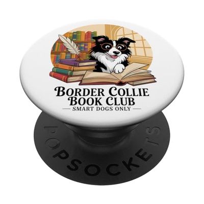 Divertido Border Collie Amante Nerd Book Club Humor PopSockets PopGrip Adhesivo