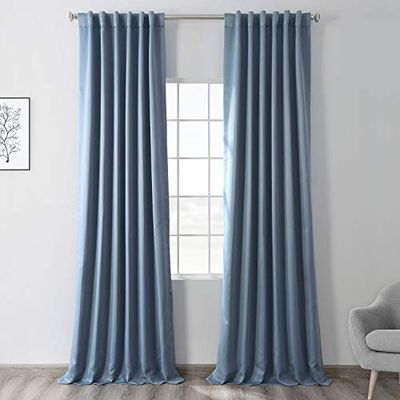 HPD Half Price Drapes BOCH-184220-84 BOCH-184220-84-Cortina para oscurecer la habitación, 127 x 213 cm, Color, Mezcla poliéster, Poseidón Azul, 50 in x 84 in