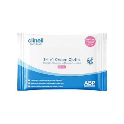 CONTIPLAN Incontinence Cleansing Cloths with Barrier Cream - 40 Packs of 8 Cloths (320 Cloths) - All in One Cleansing Wipes Cleanses, Soothes and Moisturises - White