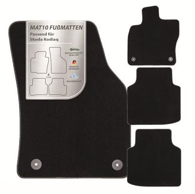 MAT10 Silver Line: Skoda Kodiaq from 2016-10 ? X Car Floor Mats Car Mats Velour Premium Quality 4 Piece Black Fit