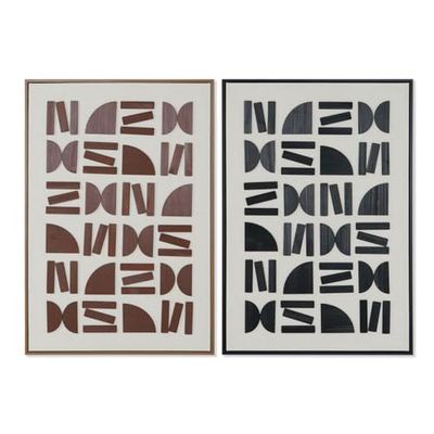 Home ESPRIT Cuadro Marrón Negro Beige Abstracto Moderno 63 x 3,8 x 93 cm (2 Unidades)