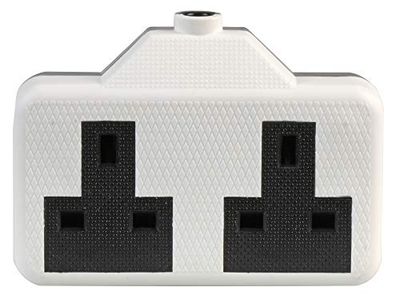 Pro Elec 0139-W Douille d'extension 2 voies caoutchoutée 13 A Blanc
