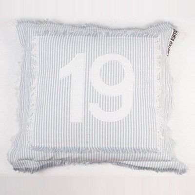 Mood collection 19 Numero Stampato Standard Cuscino, 50 x 50 cm, Poliestere, Blu, Taglia Unica