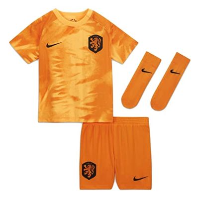 Nike Unisex Kids Set Netherlands 2022/23 Home, Laser Oranje/Orange Peel/Black, DN0889-845, S