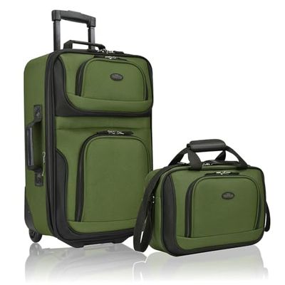 U.S. Traveler Ensemble de Bagages à Main Extensibles en Tissu Robuste Rio, Vert, Taille Unique, Rio Valise de Cabine légère 50,8 cm Souple et Extensible, Durable, pour Affaires et Voyages