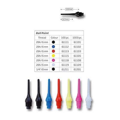 Embassy -Sports GmbH Bull's Ball Point Soft Tips voor heren, 6 mm (2ba) & 8 mm (1/4bsf), zwart, 1