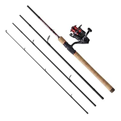 Abu Garcia Diplomat V2 resekombination, spö och rulle kombination, spinning, betesfiske, levereras med hårt resväska, rovdjursfiske, gädda/abborre/zander, unisex, svart/röd, 2,74 m | 12-32 g