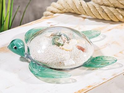 Pack of 2 Glassart, Figure, Turtle, Sand, green, PU 2, L. 21 cm, W. 26 cm, H. 7 cm