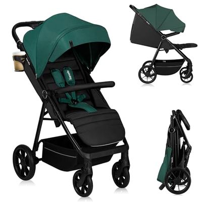 LIONELO MIRA Carrito bebé hasta 22 kg de 6 m a 4 años Ruedas giratorias 360° Amortiguación total Respaldo y reposapiés ajustables Capota XXL UPF50+ Amplia cesta hasta 3 kg
