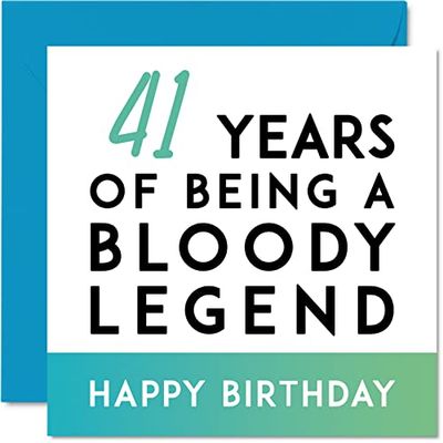 Divertente biglietto di auguri 41° compleanno uomini e donne – Essere una leggenda – 41° compleanno lui sua sorella fratello papà mamma zia zio 145mm regalo scherzoso